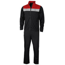(M, Black/Red) Calvin Klein Mens Colour Block Breathable Waterproof Golf Suit