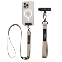 Conjunto de alças para celular Tech-Protect C65 para uso transversal e no pulso - Bege