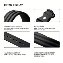 Single-Color Sport Silicone Watch Strap for Air Bracelet Breathable Band Wristband Accessories Black