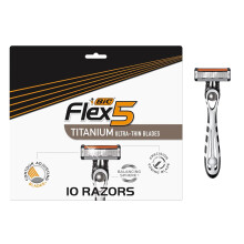 BIC Flex 5 Men's Disposable 5-Blade Razors, Pivoting Head and Precision Edging Blade, Dorm Room Grooming Essential, 10 Count (Pack of 1)