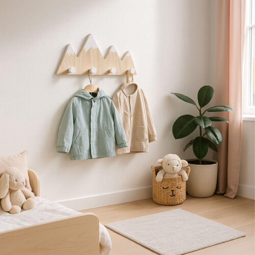Väggklädhängare för barn, 4 krokar – Mountain Design 2