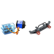 2 Pcs RC Car Part: 1 Pcs Plastic Waterproof Receiver Receiving Box & 1 Pcs Metal Front Bumper Titanium
