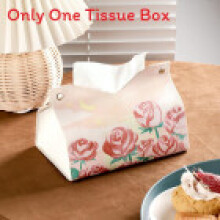 (Pink)Contemporary Leather Tissue Organizer For Home And Car Features Multifunctional