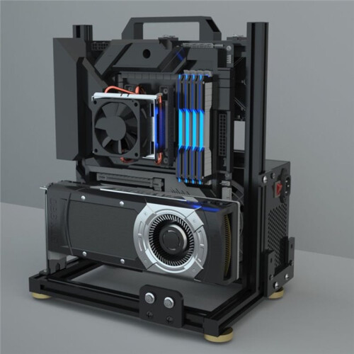 Gamers Cabinet MOD ITX PC Case+ Screen Open Frame Aluminum ATX Tower Desktop Gaming Computer Chassis Rack