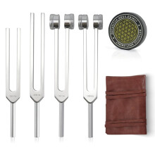 Tuning Forks for Healing Set Includes 128 Hz, 136 Hz, 256 Hz, 384 Hz & Activator Sound Healing Instruments for Yoga