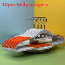 (StripeOrange)Big White Plastic Hanger With Wide Shoulders And Nonslip Surface For Home Organizing