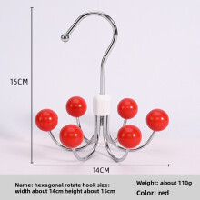 (Red)Modern Minimalist Stainless Steel Multipurpose Tie Hook With Rotatable Sixclaw Design For Closet Organization