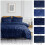 (Double, Navy) Luxury Pintuck Duvet Bedding Set with Pillowcases 7