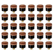 30 Pcs Billiard Pool Cue Stick Screw- Tips 12mm Replacement Billiard Cue Tips for Pool Cues and Snooker