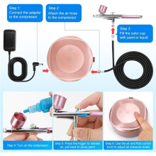 Airbrush Kit with Air Compressor, 48 PSI 10 L/Min High Pressure Air Brush Kit with 0.3/0.5mm Cleaning Sets EU Plug B