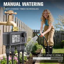 Water Timer, 4 Zones Outdoor Hose Timer for Garden Faucet with Auto/Manual/Rain Mode, Sprinkler Irrigation Controller