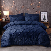 (Double, White) Luxury Pintuck Duvet Bedding Set with Pillowcases