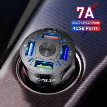 (1pcs) 4 USB-Anschlüsse Auto-Ladegerät-Adapter LED-Anzeige QC 3.0 Schnelllade-Autozubehör