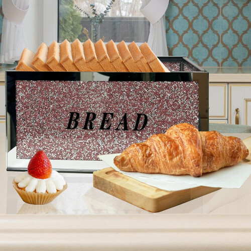 Pink Mirrored Crystal Bread Bin with Lid 1