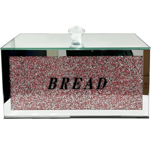 Pink Mirrored Crystal Bread Bin with Lid