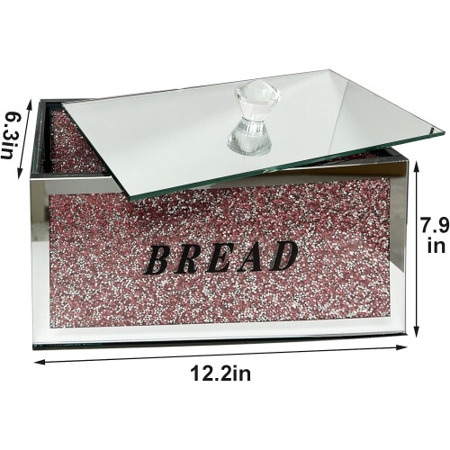 Pink Mirrored Crystal Bread Bin with Lid 2