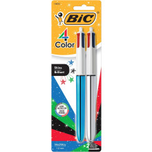 BIC 4 Color Shine Retractable Ballpoint Pen with 1.0 mm Medium Point and Easy Portability, 2-Count in Assorted Ink