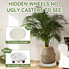Plant Tray with Hidden Wheels Heavy Duty Rolling Plant Stand, Indoor Outdoor Plant Saucer Tray with Garden Tools