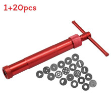 (Red)Stainless Steel Extruder 20 Shapes Fondant Cake Pottery Oil Clay Diy Tools Craft