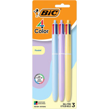 BIC 4 Color Pastel Ballpoint Pen with Soft-Touch Barrel and 1.0 mm Medium Point, 3-Count in Assorted Ink