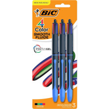 BIC 4 Color Smooth Retractable Ballpoint Pen, 1.0 mm Point for Smooth Ink Flow, 3-Count Pack in Assorted Ink Colors