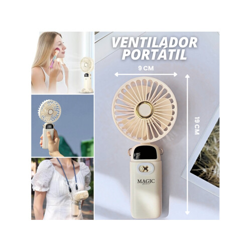 Portable and silent USB-C handheld fan with 5 speed settings and Magic Select. 1