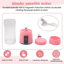 Portable Blender Blender for Shakes and Smoothies Rechargeable USB 380Ml Traveling Fruit Juicer Cup with 6 Blades