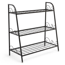 Suporte para plantas, 3 níveis, metal, pés ajustáveis, para uso interno e externo.