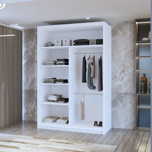 MN Furniture Monaco Double Sliding Mirrored Wardrobes White 120cm 2