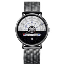 Unique Business Men Watch Fashion Auto Date Stainless Steel Strap Quartz Wristwatch Gifts for Him Calendar Clock B