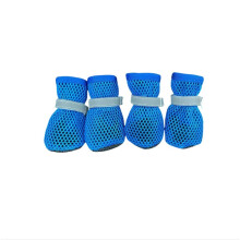 Sommer-Haustier-Schuhe 4er-Pack – Atmungsaktive Mesh-Hundeschuhe, rutschfeste wasserdichte weiche Sohle für kleine Hunde Blue L