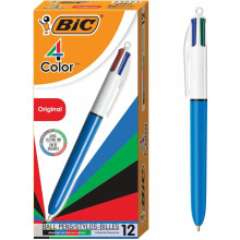 BIC 4-Color Retractable Ballpoint Pens with 1.0 mm Medium Point and Assorted Ink Colors, 12-Count Pack