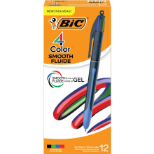 BIC 4-Color Smooth Retractable Ballpoint Pen with 1.0 mm Point, 12-Count in Assorted Ink Colors