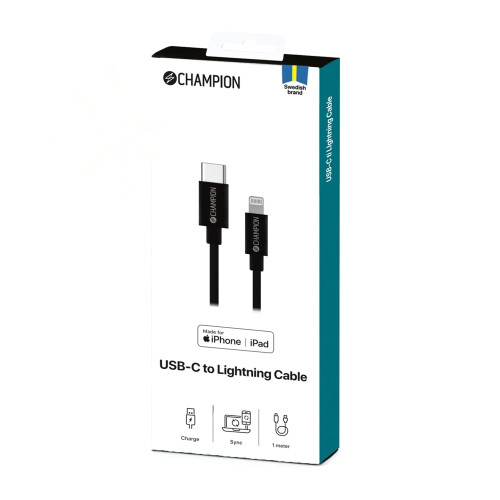 USB-C til Lightning-kabel 1m Sort