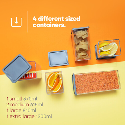 LIVIVO Food Storage Containers Set of 5 - Grey 2