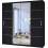 MN Furniture Monaco Double Sliding Mirrored Wardrobes Black 120cm 2