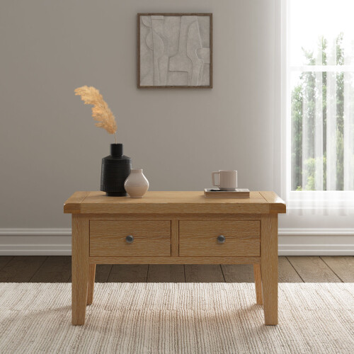 Seconique Windsor 2 Drawer Coffee Table - Natural Oak