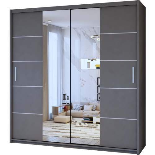 MN Furniture Monaco Double Sliding Mirrored Wardrobes Grey 120cm 1