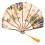 Classic style peony flower fabric bamboo folding dance hand fan beige 1