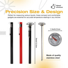 6 Pcs Stainless Steel Kitchen Thermometer with 5 Inch Long Stem 1 Inch Dial Thermometer Milk Frothing Food Thermometer