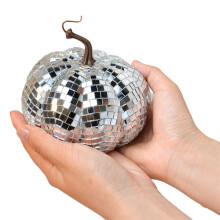 Silver Mirror Disco , Pumpkin Shape Disco , Suitable for DJ Club Party, Halloween Reflective Pumpkin 12cm