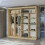 MN Furniture Monaco Double Sliding Mirrored Wardrobes Oak 203cm 3