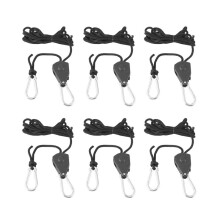 6Pcs 1/8 Inch Heavy-Duty Adjustable Growth Light Ratchet Rope Hanger, Used for Gardening of Growing Lamps