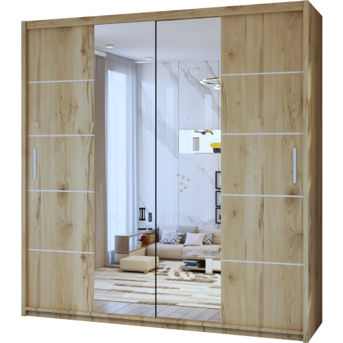 MN Furniture Monaco Double Sliding Mirrored Wardrobes Oak 120cm 1