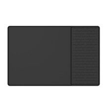 Silicone Coffee Mat 15.75x23.6Inch Coffee Bar Mat with Detachable Dish Drying Mat Easy Clean Coffee Station Mat Black