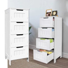 Storage Cabinet Bathroom Storage Unit Cabinet with 4 Drawer Freestanding Storage Cabinet PVC Material