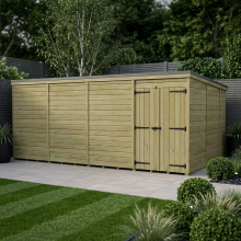 16 x 10 Pent Shed Tanalised (Double Door, No Windows)