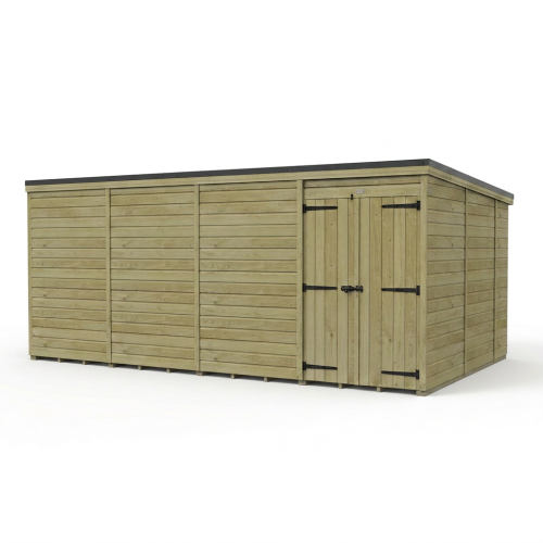 16 x 10 Pent Shed Tanalised (Double Door, No Windows) 1
