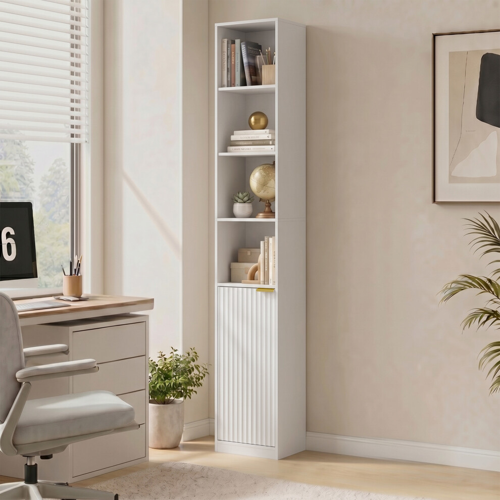 Homcom (White) Bookcase Adjustable Shelf 6-Tier