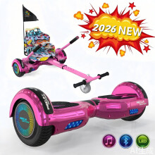 6.5-Inch Hoverboard with Hoverkart Attachment - Self-Balancing Segway Electric Scooter, Bluetooth, 120kg Load, 12-15 km/h, 15km Range, IP54